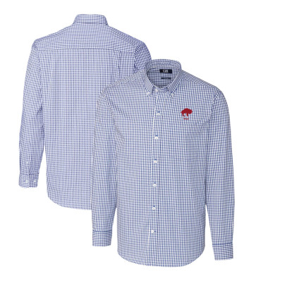 Рубашка с длинным рукавом Buffalo Bills Cutter & Buck Royal Throwback Logo Easy Care Stretch Gingham