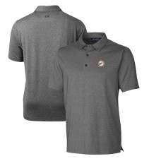 Miami Dolphins Cutter & Buck Heather Charcoal Throwback Logo Forge Heathered Stretch Polo