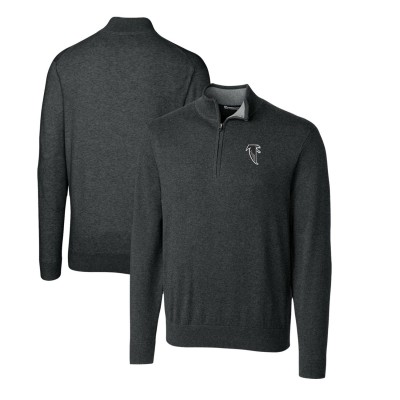 Atlanta Falcons Cutter & Buck Throwback Logo Lakemont Tri-Blend Quarter-Zip Pullover Sweater - Heather Charcoal