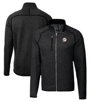 Miami Dolphins Cutter & Buck Heather Charcoal Throwback Logo Mainsail Sweater-Knit Full-Zip Jacket