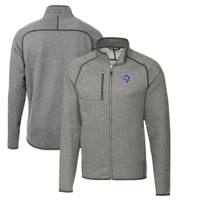 Los Angeles Rams Cutter & Buck Throwback Logo Mainsail Sweater-Knit Full-Zip Jacket - Heather Gray