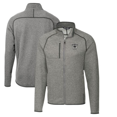 Кофта на молнии Las Vegas Raiders Cutter & Buck Throwback Logo Mainsail Sweater-Knit - Heather Gray
