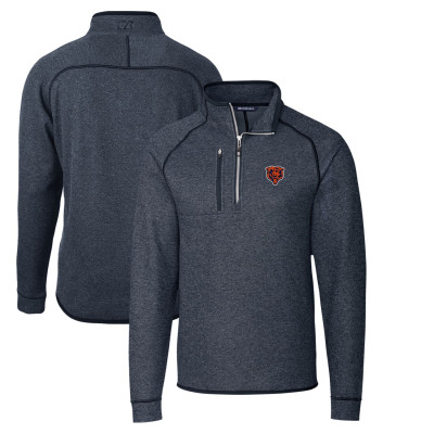 Свитер Chicago Bears Cutter & Buck Heather Navy Throwback Logo Mainsail -Knit Half-Zip Pullover Jacket