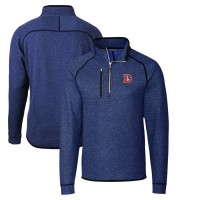 Denver Broncos Cutter & Buck Heather Royal Throwback Logo Mainsail Sweater-Knit Half-Zip Pullover Jacket