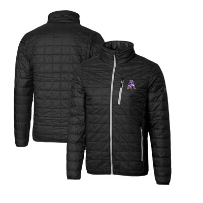 New England Patriots Cutter & Buck Black Throwback Logo Rainier PrimaLoft Eco Insulated Full-Zip Puffer Jacket