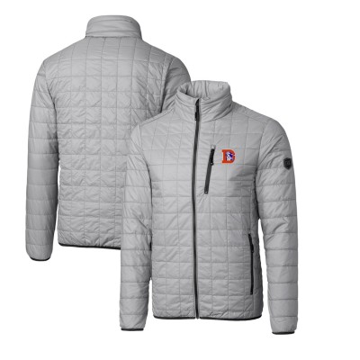 Denver Broncos Cutter & Buck Gray Throwback Logo Rainier PrimaLoft Eco Insulated Full-Zip Puffer Jacket