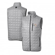 Miami Dolphins Cutter & Buck Gray Throwback Logo Rainier PrimaLoft Eco Insulated Full-Zip Puffer Vest