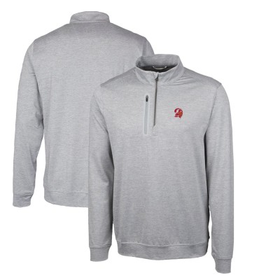 Кофта с длинным рукавом на короткой молнии Tampa Bay Buccaneers Cutter & Buck Stealth Heathered Throwback Logo- Gray