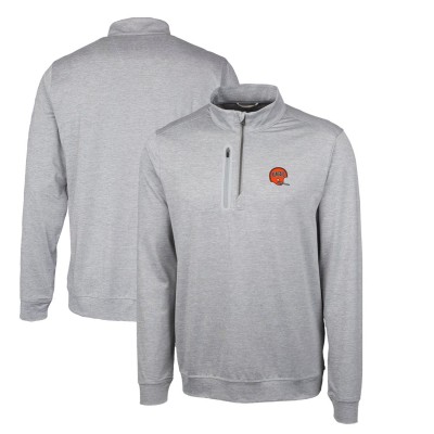 Кофта с длинным рукавом на короткой молнии Cincinnati Bengals Cutter & Buck Stealth Heathered Throwback Logo- Gray
