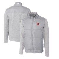 Denver Broncos Cutter & Buck Gray Throwback Logo Stealth Hybrid Quilted Full-Zip Windbreaker Jacket