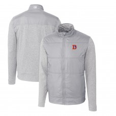 Denver Broncos Cutter & Buck Gray Throwback Logo Stealth Hybrid Quilted Full-Zip Windbreaker Jacket