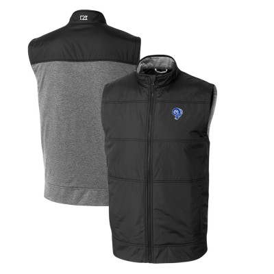 Los Angeles Rams Cutter & Buck Throwback Logo Stealth Hybrid Quilted Windbreaker Full-Zip Vest - Black