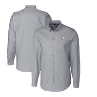 Miami Dolphins Cutter & Buck Throwback Logo Long Sleeve Stretch Oxford Button-Down Shirt - Charcoal