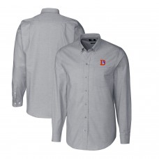 Denver Broncos Cutter & Buck Throwback Logo Long Sleeve Stretch Oxford Button-Down Shirt - Charcoal