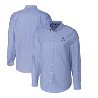 New England Patriots Cutter & Buck Throwback Logo Long Sleeve Stretch Oxford Button-Down Shirt - Powder Blue