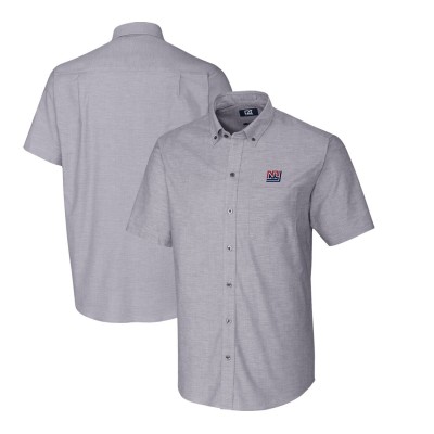Футболка New York Giants Cutter & Buck Throwback Logo Stretch Oxford Button-Down - Charcoal