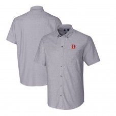 Denver Broncos Cutter & Buck Throwback Logo Stretch Oxford Button-Down Short Sleeve Shirt - Charcoal