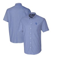 Los Angeles Rams Cutter & Buck Throwback Logo Stretch Oxford Button-Down Short Sleeve Shirt - Powder Blue