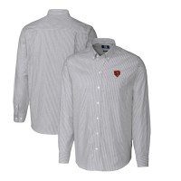 Chicago Bears Cutter & Buck Throwback Logo Stretch Oxford Stripe Long Sleeve Button Down Shirt - Charcoal