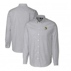 Рубашка Green Bay Packers Cutter & Buck Throwback Logo Stretch Oxford Stripe - Charcoal