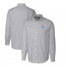 Рубашка Detroit Lions Cutter & Buck Throwback Logo Stretch Oxford Stripe - Charcoal