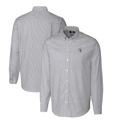 Рубашка New Orleans Saints Cutter & Buck Throwback Logo Stretch Oxford Stripe - Charcoal