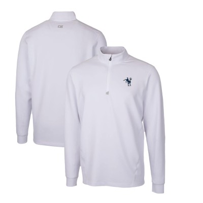 Indianapolis Colts Cutter & Buck White Throwback Logo Traverse Stretch Quarter-Zip Pullover Top