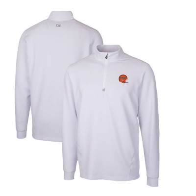 Кофта с длинным рукавом на короткой молнии Cincinnati Bengals Cutter & Buck Throwback Logo Traverse Stretch- White