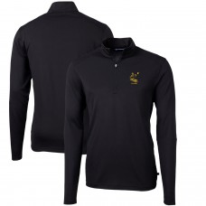 Pittsburgh Steelers Cutter & Buck Black Throwback Logo Virtue Eco Pique Recycled Quarter-Zip Pullover Top
