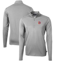 Denver Broncos Cutter & Buck Gray Throwback Logo Virtue Eco Pique Recycled Quarter-Zip Pullover Top