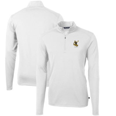 Pittsburgh Steelers Cutter & Buck White Throwback Logo Virtue Eco Pique Recycled Quarter-Zip Pullover Top