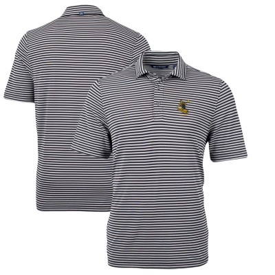 Pittsburgh Steelers Cutter & Buck Black Throwback Logo Virtue Eco Pique Stripe Recycled Polo