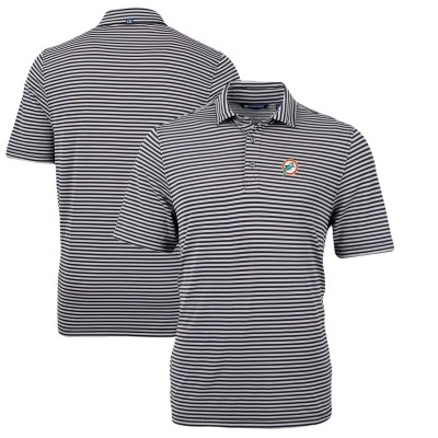 Поло Miami Dolphins Cutter & Buck Throwback Logo Virtue Eco Pique Stripe Recycled - Black