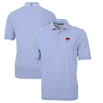 Поло Buffalo Bills Cutter & Buck Blue Throwback Logo Virtue Eco Pique Stripe Recycled