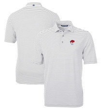 Поло Buffalo Bills Cutter & Buck Gray Throwback Logo Virtue Eco Pique Stripe Recycled