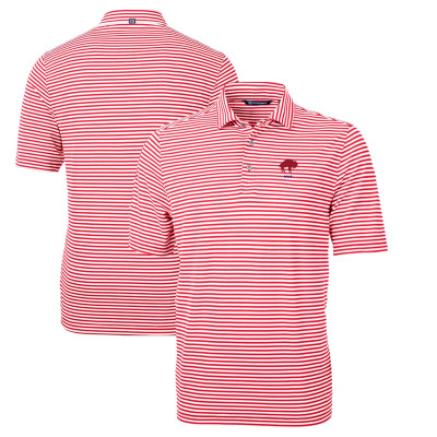 Поло Buffalo Bills Cutter & Buck Red Throwback Logo Virtue Eco Pique Stripe Recycled
