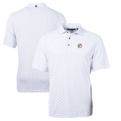 Miami Dolphins Cutter & Buck White Throwback Logo Virtue Eco Pique Tile Recycled Polo