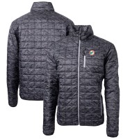 Miami Dolphins Cutter & Buck Black Throwback Logo Rainier Eco Insulated Full-Zip Printed Puffer Jacket