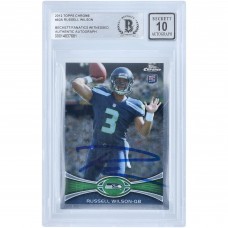Autographed Seattle Seahawks Russell Wilson 2012 Topps Chrome #40 Beckett Fanatics Witnessed Authenticated 10 Rookie Card