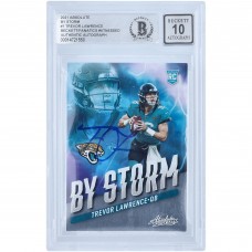 Autographed Jacksonville Jaguars Trevor Lawrence 2021 Panini Absolute By Storm #BST-1 Beckett Fanatics Witnessed Authenticated 10 Rookie Card