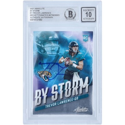 Autographed Jacksonville Jaguars Trevor Lawrence 2021 Panini Absolute By Storm #BST-1 Beckett Fanatics Witnessed Authenticated 10 Rookie Card