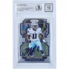 Autographed Dallas Cowboys Micah Parsons 2021 Panini Prizm #382 Beckett Fanatics Witnessed Authenticated 10 Rookie Card