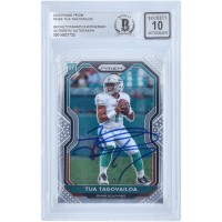 Autographed Miami Dolphins Tua Tagovailoa 2020 Panini Prizm #339 Beckett Fanatics Witnessed Authenticated 10 Rookie Card