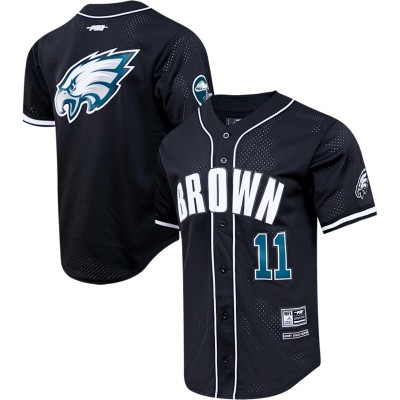 Рубашка с коротким рукавом A.J. Brown Philadelphia Eagles Pro Standard Mesh Baseball - Black