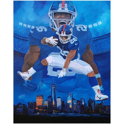 Saquon Barkley New York Giants Skys the Limit Deacon Jones Foundation 24 x 32 Fine Art Print by Edgar Brown