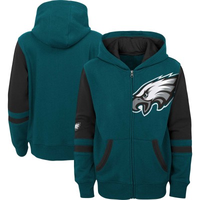Дошкольникам Philadelphia Eagles Green Stadium Color Block Full-Zip Hoodie