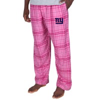 New York Giants Concepts Sport Ultimate Plaid Flannel Pajama Pants - Pink