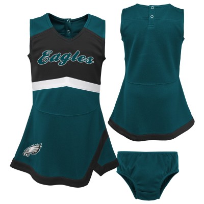 Girls Toddler Philadelphia Eagles Green Cheer Captain Dress with Bloomers