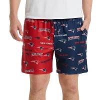 New England Patriots Concepts Sport Breakthrough AOP Knit Split Shorts - Navy/Red