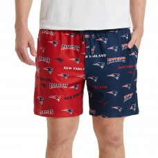 New England Patriots Concepts Sport Breakthrough AOP Knit Split Shorts - Navy/Red
